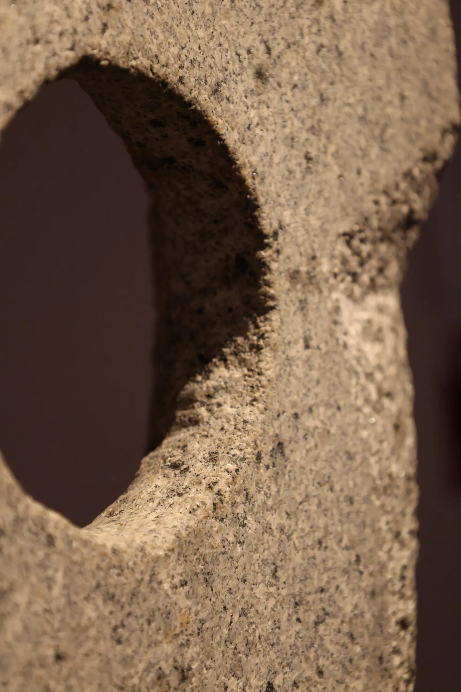 Detail of carved opening in granite sculpture